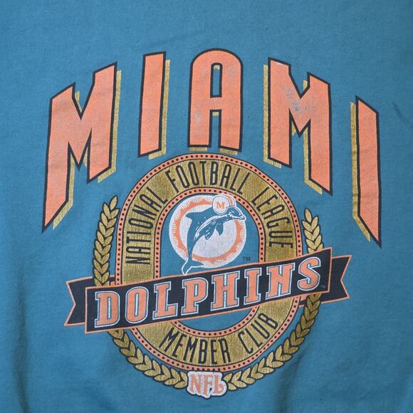 Vintage Nutmeg Sweatshirt Sweater Miami Dolphins NFL USA Crewneck Teal Mens XL - Picture 6 of 7